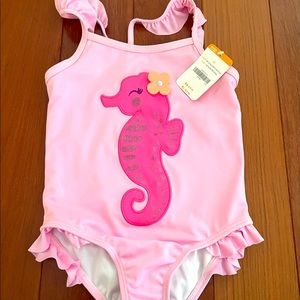 Gymboree NWT pink seahorse swim suit 5T
